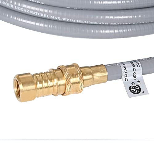 GGC 24 Feet 3/8 inch ID Natural Gas Hose with Quick Connect Fittings Assembly for Low Pressure Appliance -3/8 Female Pipe Thread x 3/8 Male Flare Quick Disconnect - CSA Certified