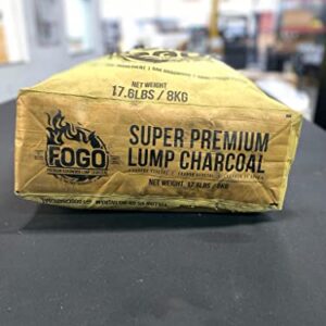 FOGO Super Premium Hardwood Lump Charcoal, Natural Large Sized Lump Charcoal, 17.6 Pound Bag and FOGO Barrel Proof Bourbon Barrel Blocks, 2 Pound Resealable Bag, Bundle