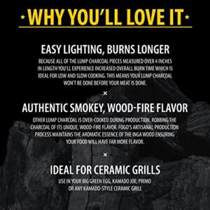 FOGO Super Premium Hardwood Lump Charcoal, Natural Large Sized Lump Charcoal, 17.6 Pound Bag and FOGO Barrel Proof Bourbon Barrel Blocks, 2 Pound Resealable Bag, Bundle