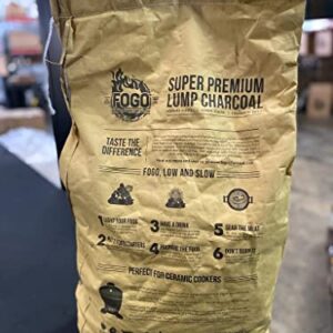 FOGO Super Premium Hardwood Lump Charcoal, Natural Large Sized Lump Charcoal, 17.6 Pound Bag and FOGO Barrel Proof Bourbon Barrel Blocks, 2 Pound Resealable Bag, Bundle