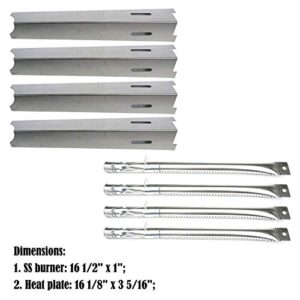 Direct Store Parts Kit DG120 Replacement for BBQ Grillware GSC2418, GSC2418N Gas Grill Heat Plate and Burner, 4 Pack (Stainless Steel Burner + Stainless Steel Heat Plate)