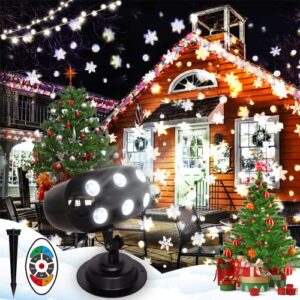 christmas snowfall led projector lights, 2022 upgrade holiday snow projector, snowflake projection lamp with remote control for xmas party wedding and garden indoor decor