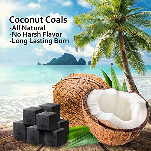 Coal Burner, Accessories Set, Electric Charcoal Burner For Coals, Portable Coal Stove, Quick Heating, 72 Coconut Coals,100 Foil Sheets, and 100 Tips Included (Burner with Coconut Coals, Foil, Tips)