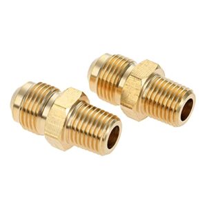 Lemfema 2 Pcs 3/8" Male Flare x 1/4" Male NPT Thread Coupling Fittings Propane Adapter for BBQ, Coupler Pipe Flare Connector Gas Adapter