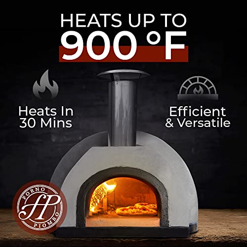 Forno Piombo Santino 70 Outdoor Pizza Oven– With Stand & Shelf | 28 inch Wood Fired Oven For Backyard | Insulated, Refractory Dome Home Pizza Ovens | Versatile Pizza Cooker, Grill, Smoker, & Baking