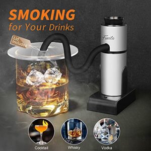 Foneta Smoking Gun Cocktail Smoker Kit with Wood Chips, Dome & Cup Lid, Portable Indoor Smoke Infuser for Food Cooking, Cocktail Drinks, Whiskey, Steak, Salmon, Cheese, BBQ and Pizza