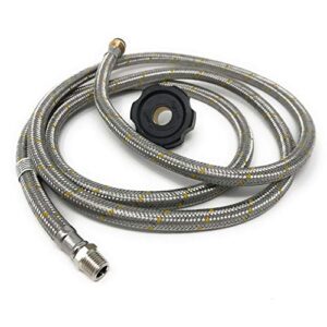 LPG Propane Gas Hose [3261] Pigtail Connector 1/4 MNPT x 7/8-14 Left Nut Hand-wheel Connector – Black – 2 mt or 6.5 Feet Low Pressure 6' Braided Aluminum reinforced Gas Hose Pigtail Rabo de Cochino