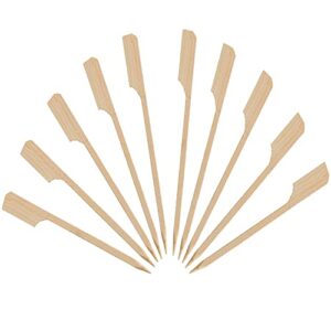 4” inch 100pcs bamboo wood paddle picks skewers toothpicks for cocktail，appetizers, fruit，sandwich， snacks, package of wooden paddle pick skewer, party forks (100)