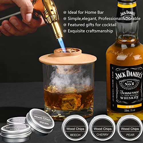 GEEZO Cocktail Smoker Kit with Torch,Six Flavors of Wood Smoker Chips with Exquisite Packaging, Bourbon Smoker Kit, Whiskey Drink Smoker Infuser Kit