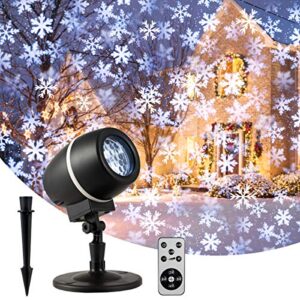 tangkula christmas snowflake led projector lights, rotating snowfall projection with remote control, outdoor landscape decorative lighting for christmas, holiday, party, wedding, garden, patio