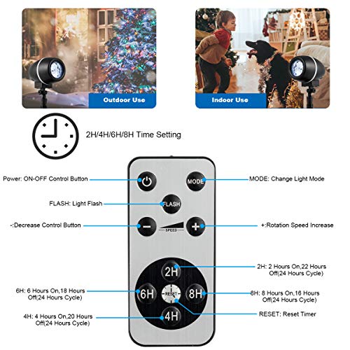 Tangkula Christmas Snowflake LED Projector Lights, Rotating Snowfall Projection with Remote Control, Outdoor Landscape Decorative Lighting for Christmas, Holiday, Party, Wedding, Garden, Patio