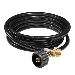 reffu 12 feet propane adapter hose 1 lb to 20 lb converter replacement for qcc1 / type1 lp tank connects 1 lb propane stove, tabletop grill and more 1lb portable appliance to 20 lb propane tank