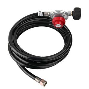solimeta 12 feet universal qcc1, 20 psi adjustable propane regulator with hose, lp gas regulator, 3/8″ female flare nut