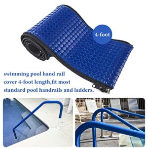 Pool Railing Handrail Cover 4 Feet Durable Zippered Designed Neoprene Hand Grip Rail Slip Cover for Inground Swimming Pool Ladder Handles,(Royal Blue)