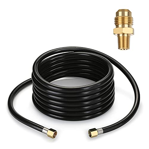 WADEO 20FT Propane Hose Assembly with Both 3/8" Female Flare for Gas Grill, RV, Fire Pit, Heater, etc, Included a Pipe Fitting 3/8" Flare x 1/8" MNPT