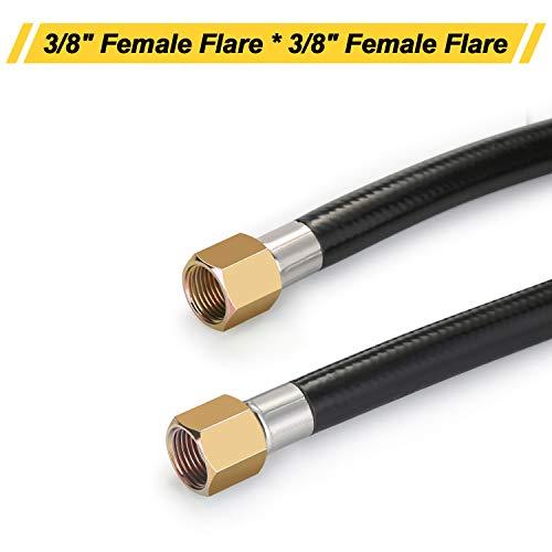 WADEO 20FT Propane Hose Assembly with Both 3/8" Female Flare for Gas Grill, RV, Fire Pit, Heater, etc, Included a Pipe Fitting 3/8" Flare x 1/8" MNPT