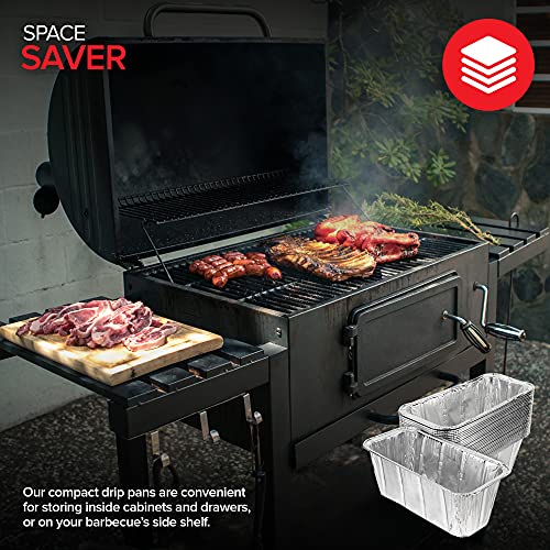 Stock Your Home Foil Grill Drip Pan (30 Pack) Compatible with Blackstone's 28”, 30”, & 36” BBQ Griddle + 17” & 22” Tabletop Range- Disposable Aluminum Oil Catcher Tray, Blackstone Grease Cup Liners