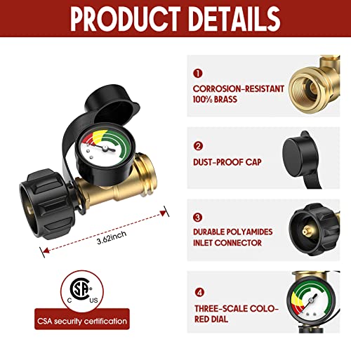 PatioGem Propane Tank Gauge, Gas Grill Gauge for 5-40lbs Propane Tank, 3 Temperatures Scale, Colored & Reliable, Propane Tank Gauge Level Indicator, Propane Gas Gauge, for Grill, Heater, Fryer, Camper
