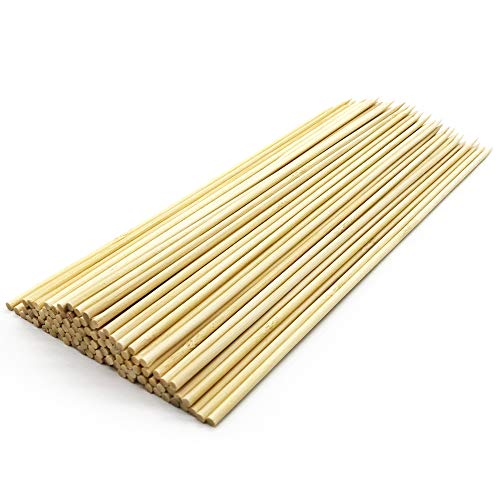 BAMBUU | Bamboo Skewers 12Inch | (More Sizes: 6”/10”/12”) | Thick Sturdy Φ=0.16inch (4mm)-100pcs | Natural Bamboo Sticks | Wooden Skewers