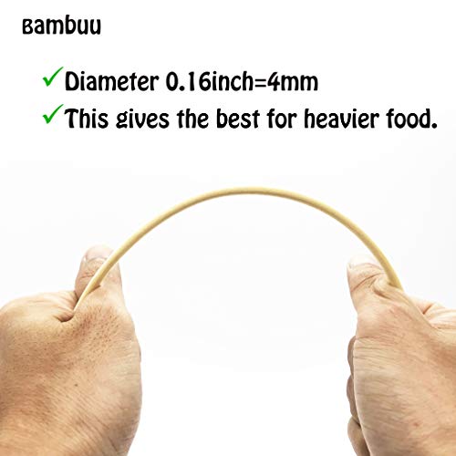 BAMBUU | Bamboo Skewers 12Inch | (More Sizes: 6”/10”/12”) | Thick Sturdy Φ=0.16inch (4mm)-100pcs | Natural Bamboo Sticks | Wooden Skewers