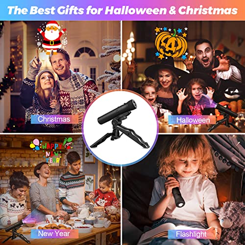 Christmas Projector Lights Indoor 2 in 1 LED Projector Light Flashlight with 10 HD Never-Fading Patterns Home Xmas Halloween New Year Decorations