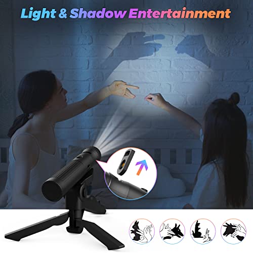 Christmas Projector Lights Indoor 2 in 1 LED Projector Light Flashlight with 10 HD Never-Fading Patterns Home Xmas Halloween New Year Decorations