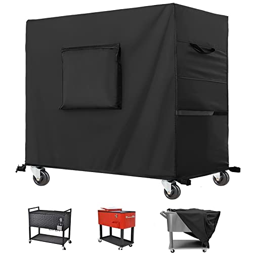 Cooler Cart Cover Waterproof,Heavy Duty 420D Oxford Fabric Fit for Most 80 Quart Rolling Cooler Cart Cover,Patio Ice Chest Protective Covers