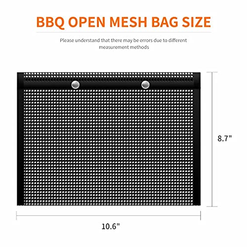 Tekfab 2 Pcs Barbecue Grill Mesh Bag, Non-Stick, Heat-Resistant, Reusable and Easy-to-Clean BBQ Net Bag for Outdoor Picnic Cooking and Barbecue - 8.7 x 10.6 Inches