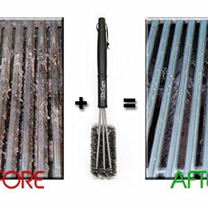 iDoCare 18" Wire Grill Brush - Safe Stainless Steel Brushes 3 in 1 Bristles - BBQ Grill Cleaning Brush for Weber Gas, Charcoal, Porcelain, Cast Iron & All Grilling Grates Accessories Gift