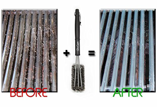 iDoCare 18" Wire Grill Brush - Safe Stainless Steel Brushes 3 in 1 Bristles - BBQ Grill Cleaning Brush for Weber Gas, Charcoal, Porcelain, Cast Iron & All Grilling Grates Accessories Gift