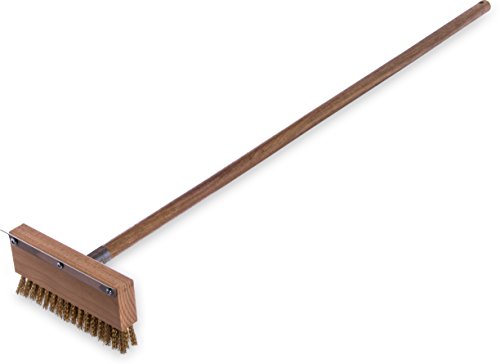 Carlisle FoodService Products 4152000 Oven Brush & Scraper With Handle, 8-1/2" Wide, 1-1/4" Brass Bristles, 42" Long Hardwood Handle