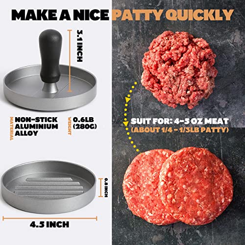 LISOS Burger Press 100 Patty Papers Set I Non-Stick Hamburger Patty Maker Mold Ring for Beef Veggie Burger BBQ Barbecue Grill BPA Free Dishwasher Safe