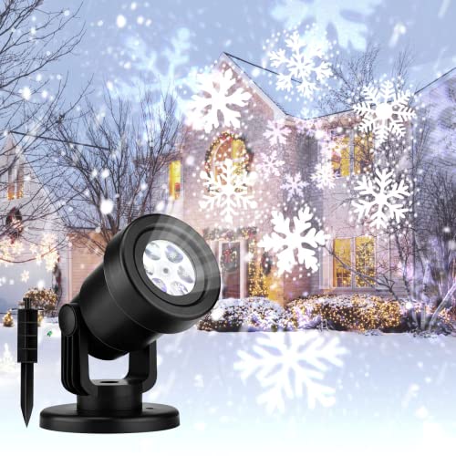 Christmas Projector Lights Outdoor, Led Snowflake Projector Lights Waterproof Plug in Moving Effect Wall Mountable Snowfall Lights for Christmas Holiday New Year Indoor Home Party Decoration Show