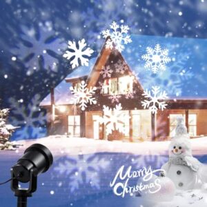 Christmas Projector Lights Outdoor, Led Snowflake Projector Lights Waterproof Plug in Moving Effect Wall Mountable Snowfall Lights for Christmas Holiday New Year Indoor Home Party Decoration Show