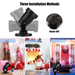 Christmas Projector Lights Outdoor, Led Snowflake Projector Lights Waterproof Plug in Moving Effect Wall Mountable Snowfall Lights for Christmas Holiday New Year Indoor Home Party Decoration Show