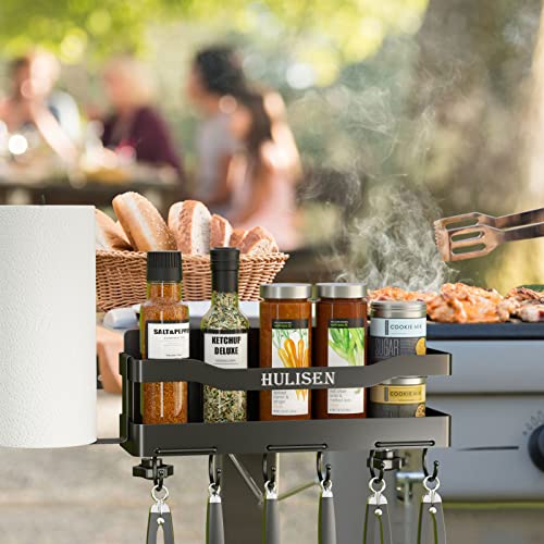 HULISEN Griddle Caddy, Grill Caddy for Blackstone 28"/36" Griddle Accessories and Prep Cart, BBQ Tool Organizer, Barbecue Grilling Storage Box with Paper Towel Holder for Outdoor Grill, No Drilling