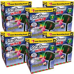 new 2022 star shower ultra 9 as-seen-on-tv with 9 enhanced modes for spectacular outdoor holiday laser lighting with thousands of lights covering 3200 square feet, pack of 6