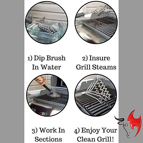 Kona Safe/Clean Grill Brush and Scraper with Speed/Scrape - Bristle Free BBQ Grill Brush - 100% Rust Resistant Stainless Steel Barbecue Cleaner - Safe for Porcelain, Ceramic, Steel, Cast Iron