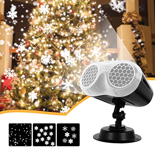 Christmas Projector Lights, UNIFUN Upgrade Dynamic Snowflake Projector Lights, Snowfall Light Show, Waterproof, for Christmas, Halloween, Party, Wedding and Indoor, Outdoor Decorations