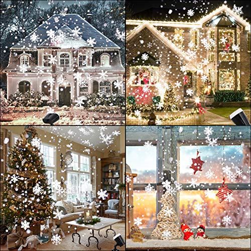 Christmas Projector Lights, UNIFUN Upgrade Dynamic Snowflake Projector Lights, Snowfall Light Show, Waterproof, for Christmas, Halloween, Party, Wedding and Indoor, Outdoor Decorations