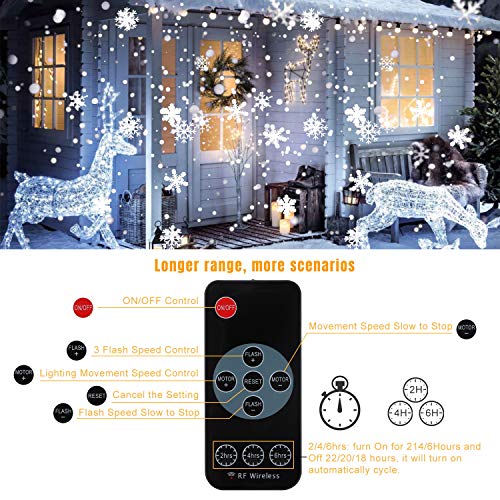 Christmas Projector Lights, UNIFUN Upgrade Dynamic Snowflake Projector Lights, Snowfall Light Show, Waterproof, for Christmas, Halloween, Party, Wedding and Indoor, Outdoor Decorations