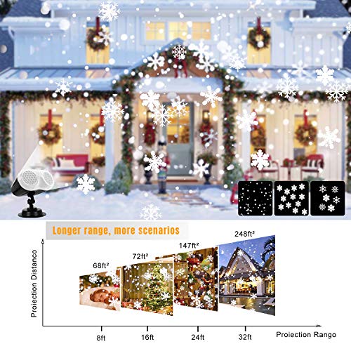 Christmas Projector Lights, UNIFUN Upgrade Dynamic Snowflake Projector Lights, Snowfall Light Show, Waterproof, for Christmas, Halloween, Party, Wedding and Indoor, Outdoor Decorations