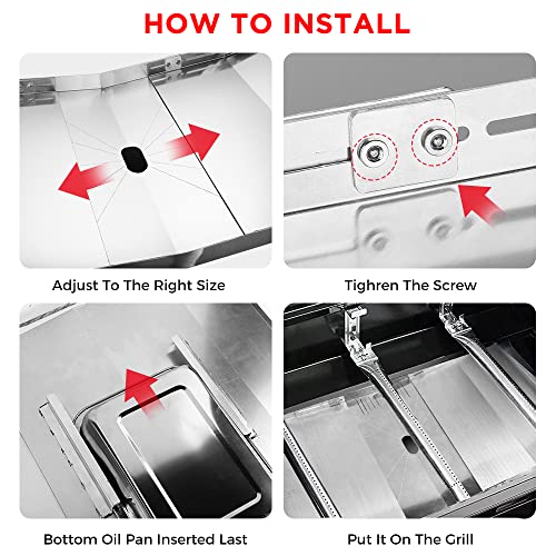 Grease Tray for Gas Grill, Universal Drip Pan for 4/5 Burner Gas Grill Models from Nexgrill, Dyna Glo, Expert Grill,Kenmore, BHG and More - Stainless Steel Grill Replacement Parts (22"-30")