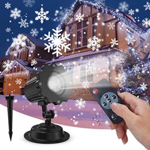 (2022 version)christmas projector lights outdoor with remote control timer, ip65 waterproof, wall mountable, 14.76ft cable, snowflake projection lamp for xmas holiday new year house party decoration