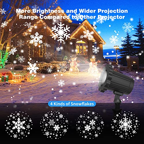 (2022 Version)Christmas Projector Lights Outdoor with Remote Control Timer, IP65 Waterproof, Wall Mountable, 14.76ft Cable, Snowflake Projection Lamp for Xmas Holiday New Year House Party Decoration