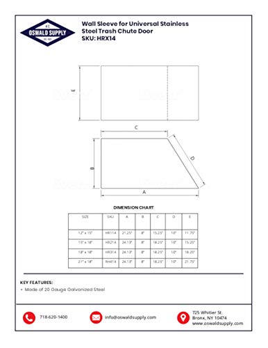 Oswald Supply Stainless Steel Trash Chute Door Wall Sleeve - for Laundry or Garbage (12" X 15")