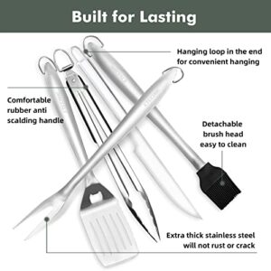 CTCCORC Grill Tool Set 20PCS, BBQ Tool Sets with Durable Barbecue Spatula, Grill Knife, Fork, Tongs, Skewers, Portable Storage Bag, Heavy Duty Stainless Steel Outdoor Cooking Camping Grilling Tools