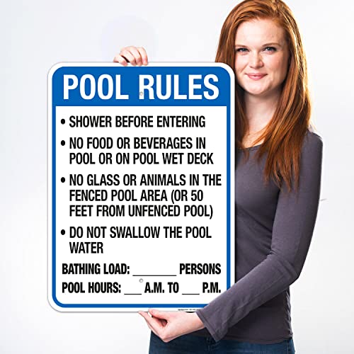 Florida Pool Rules Sign, Complies With State Of Florida Pool Safety Code, (SI-62042) 18x24 Inches, 55 mil thick HDPE (high density polyethylene), Fade Resistant, Made in USA by Sigo Signs
