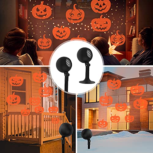 Auxiwa Halloween Lights with Pumpkin Projector Lights Waterproof Outdoor Indoor Holiday Light LED Landscape Lights for Halloween Theme Party Yard Garden Decorations