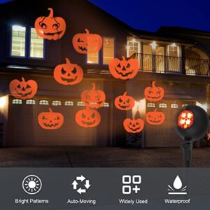 Auxiwa Halloween Lights with Pumpkin Projector Lights Waterproof Outdoor Indoor Holiday Light LED Landscape Lights for Halloween Theme Party Yard Garden Decorations